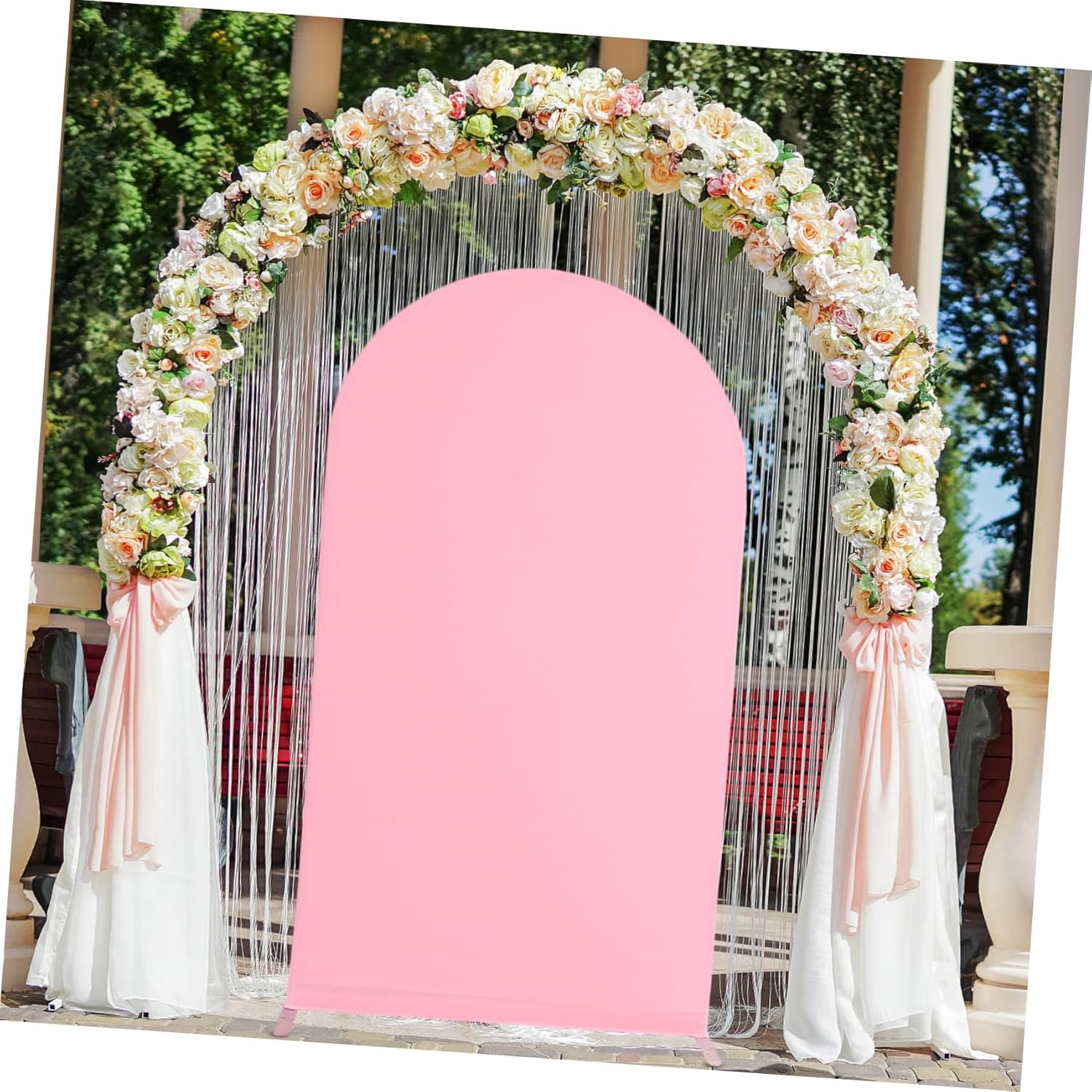 PRETYZOOM Elegant Spandex Wedding Arch Bracket Cloth Backdrop Sleeve for Ceremony Decoration for Weddings and Birthday Parties
